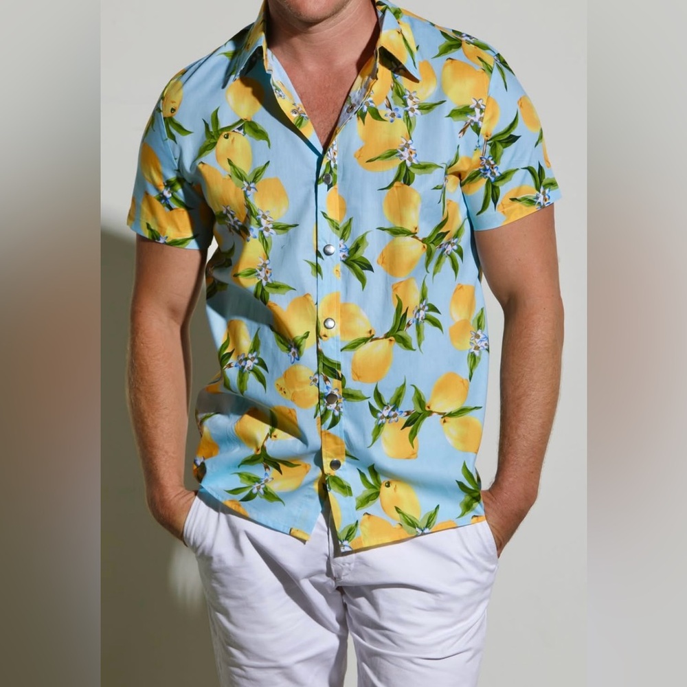 NWT Lemon Print button down Shirt